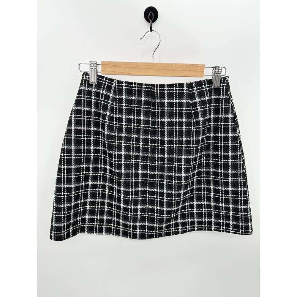 Zara Womens Black Tweed Mini Skirt Size S Academia‎ Preppy Schoolgirl - Picture 2 of 9